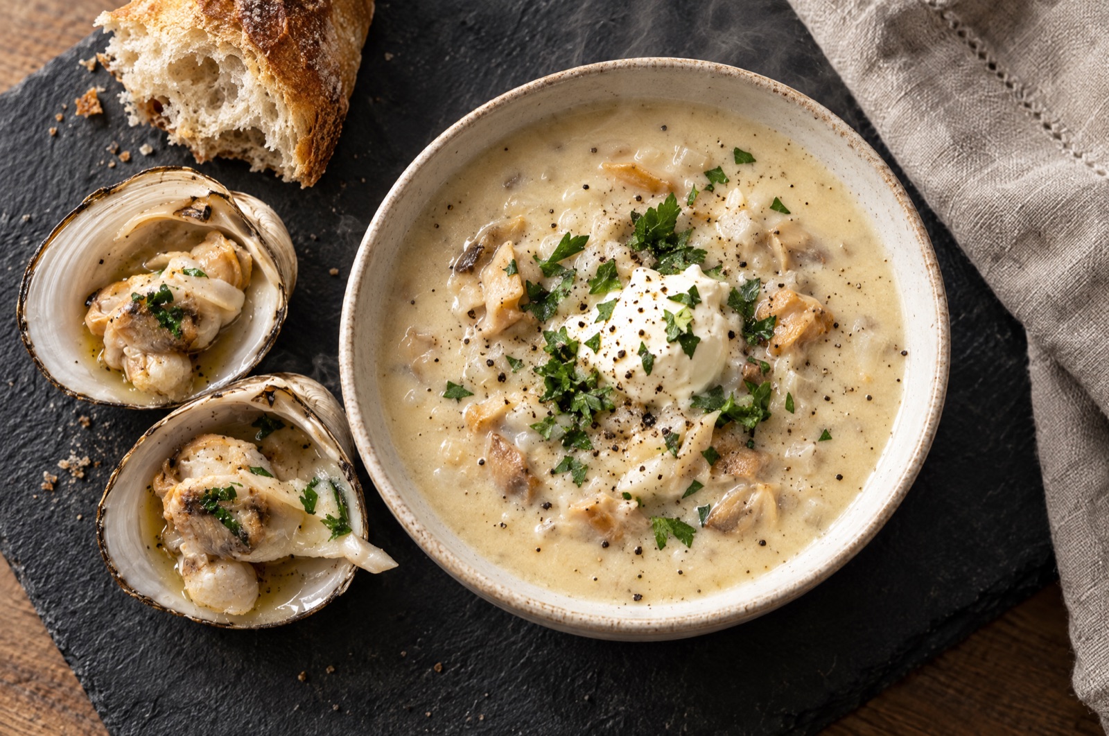 Storm Shell clam chowder