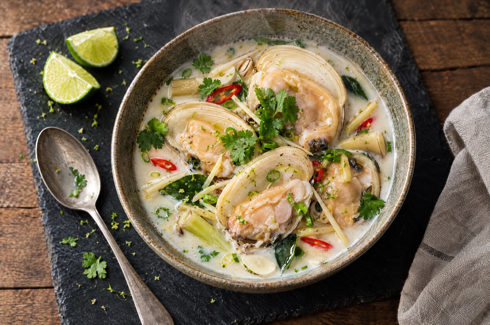 Tua Tua clams in Asian coconut broth