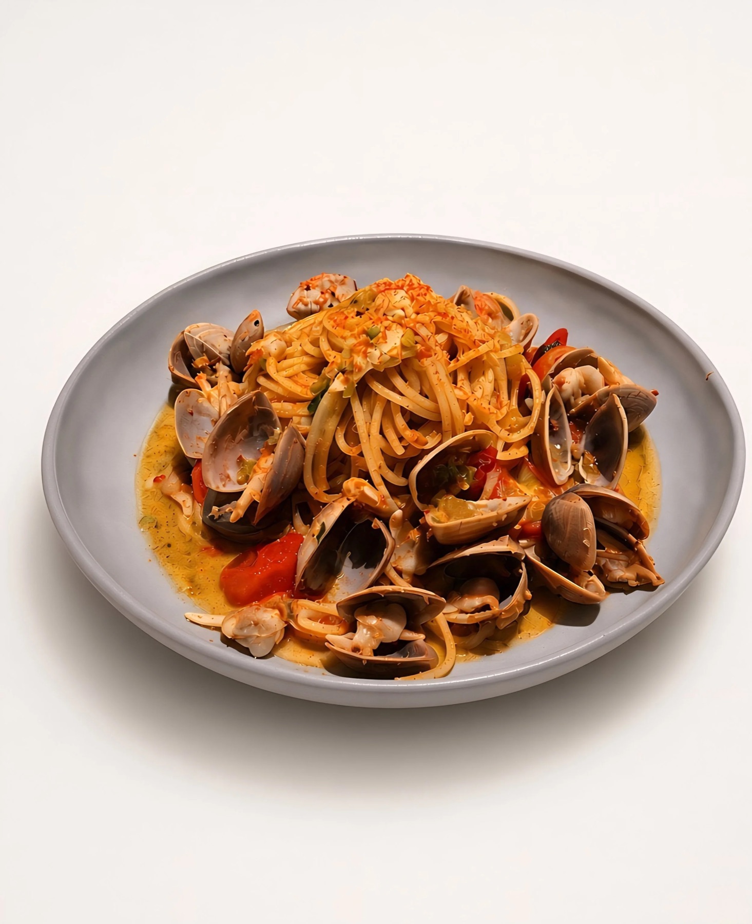 Spaghetti alle vongole with Cloudy Bay Diamond Shell clams, Prosecco and bottarga, by Martino Pulito