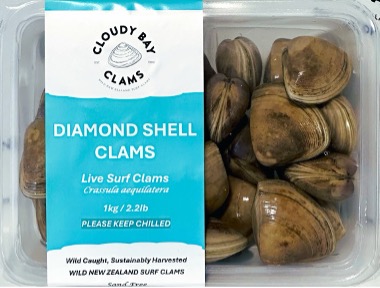 Cloudy Bay Clams Diamond Shell MAP-Live 1kg retail-ready pack
