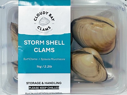 Cloudy Bay Clams Storm Shell MAP-Live 1kg retail-ready pack