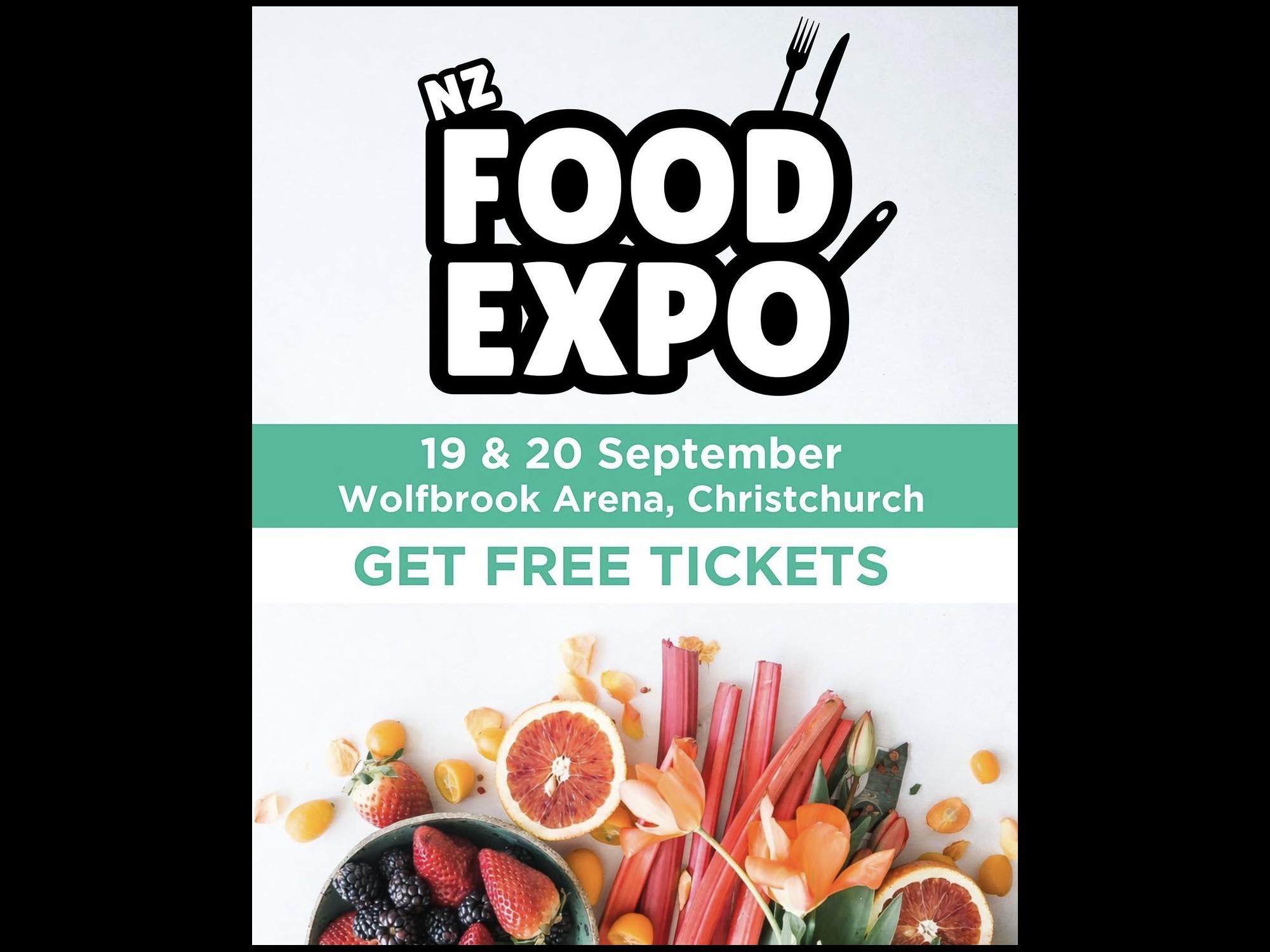 NZ Food Expo poster, 19 and 20 September, Wolfbrook Arena, Christchurch